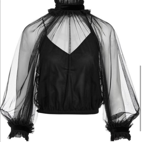 Alice and Olivia ALEXIA RUFFLE NECK CROP TOP - Picture 5 of 7